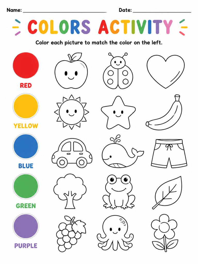 Atividade educativa de Cores para crianças com autismo