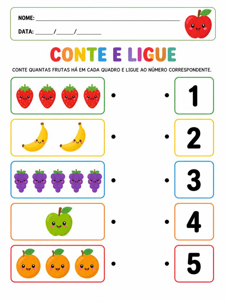 Atividade educativa de Números e contagem para crianças com autismo
