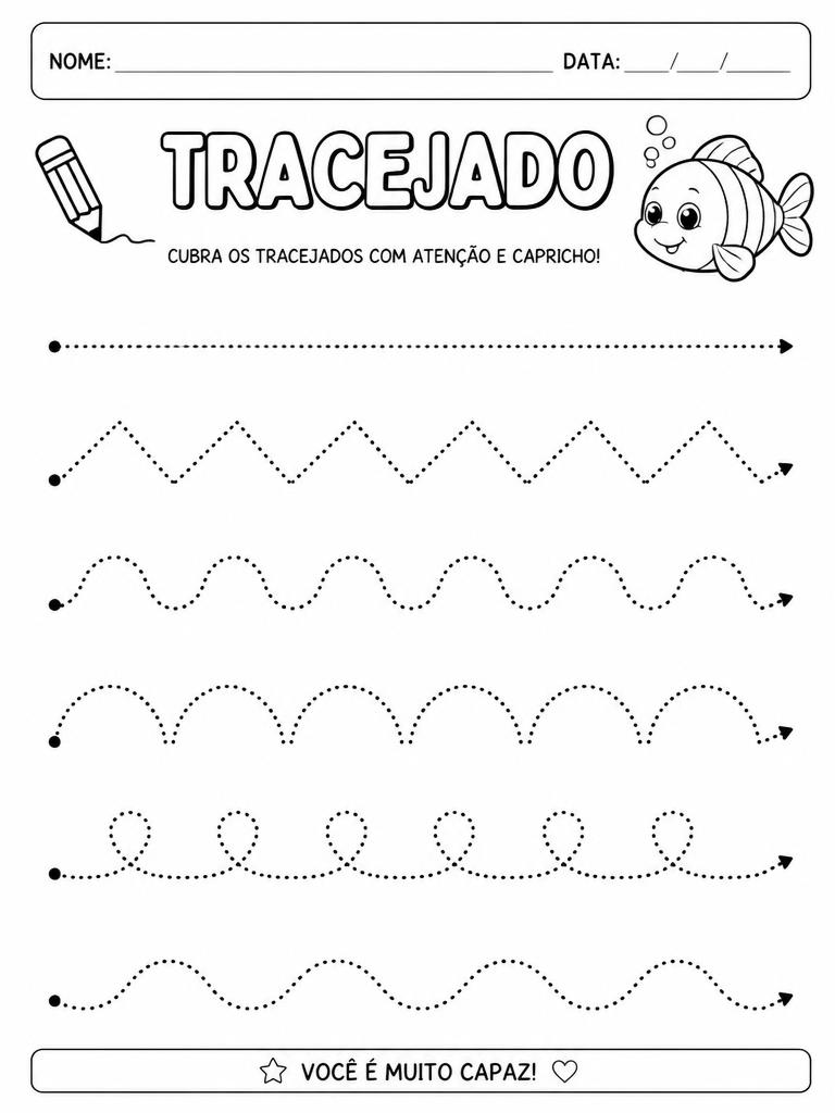 Atividade educativa de Tracejados para crianças com autismo