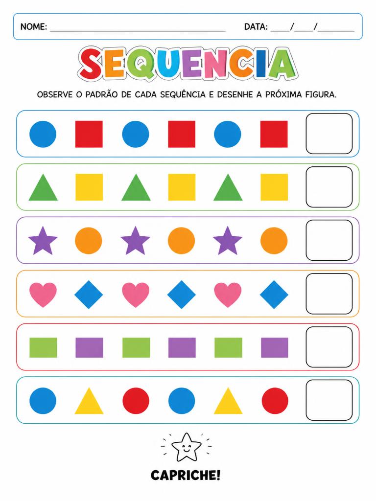 Atividade educativa de Sequências para crianças com autismo